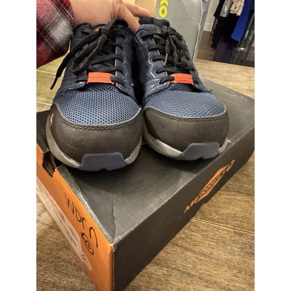 Merrell Mens 7.5 Fullbench Superlite Alloy Toe Blue Sneakers Work Shoes J17535 - Picture 6 of 11